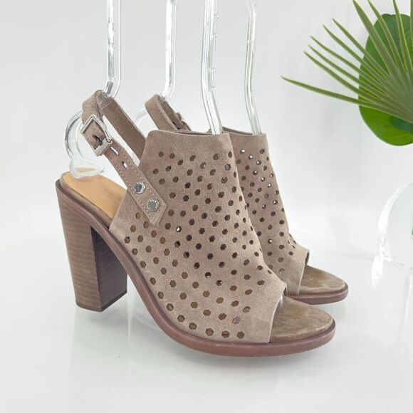 Rag & Bone Wyatt Sandals Size 37 6 Tan Brown Perforated Suede Leather  Open Toe - Picture 1 of 16